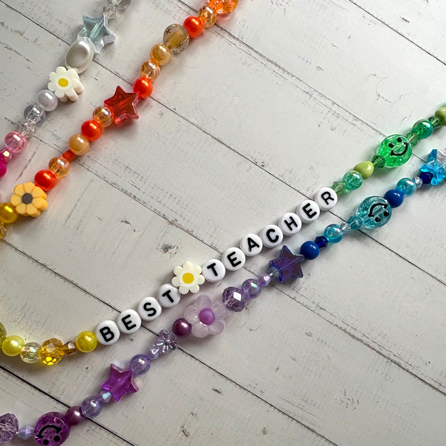Multicolour Personalised Beaded Lanyard Chain