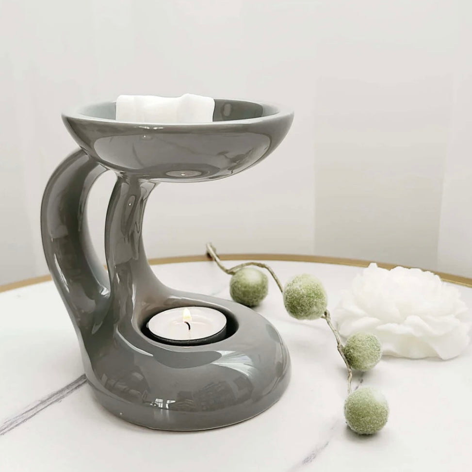 Hallie Wax Burner - Gloss Grey