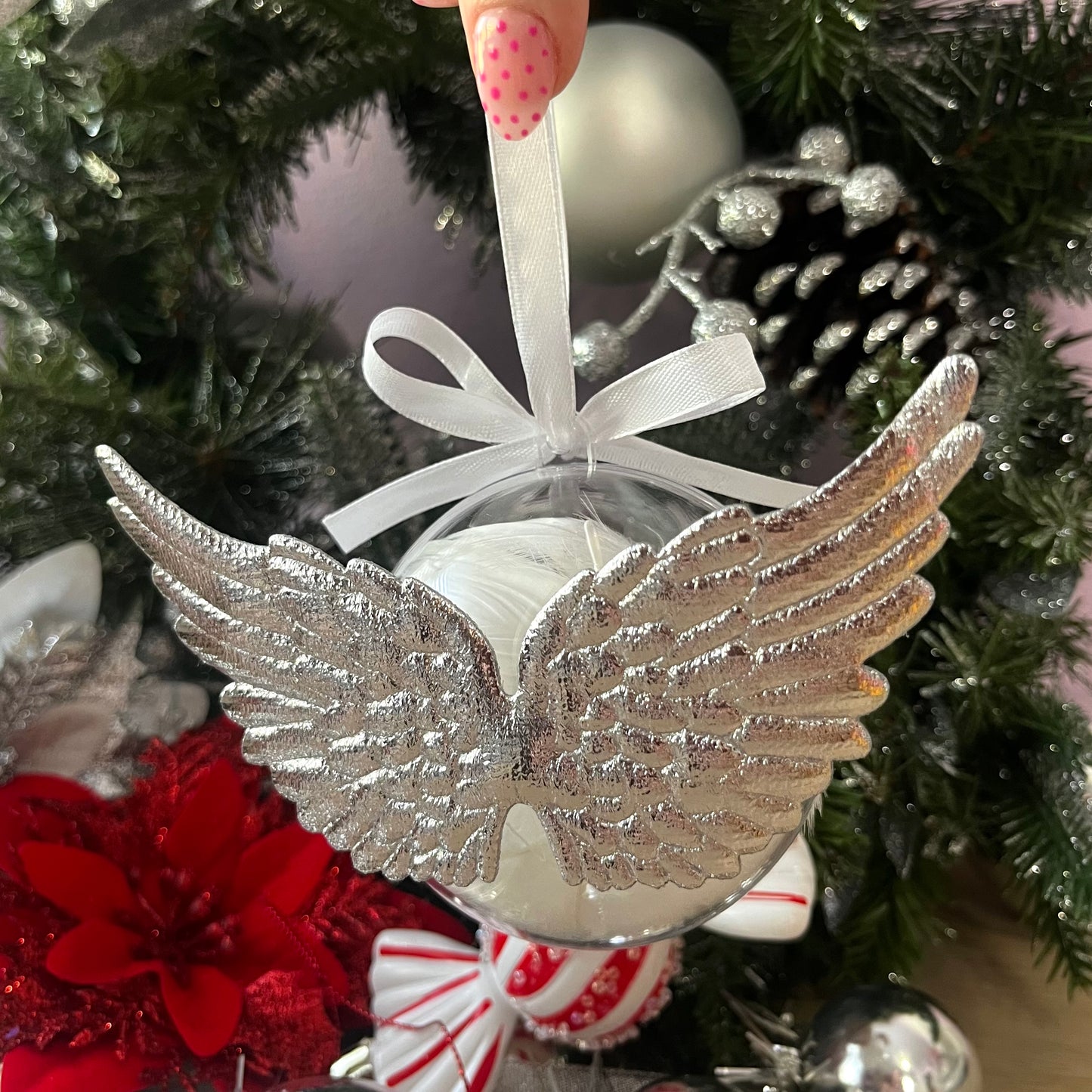 Personalised Fillable Memory Bauble With Wings