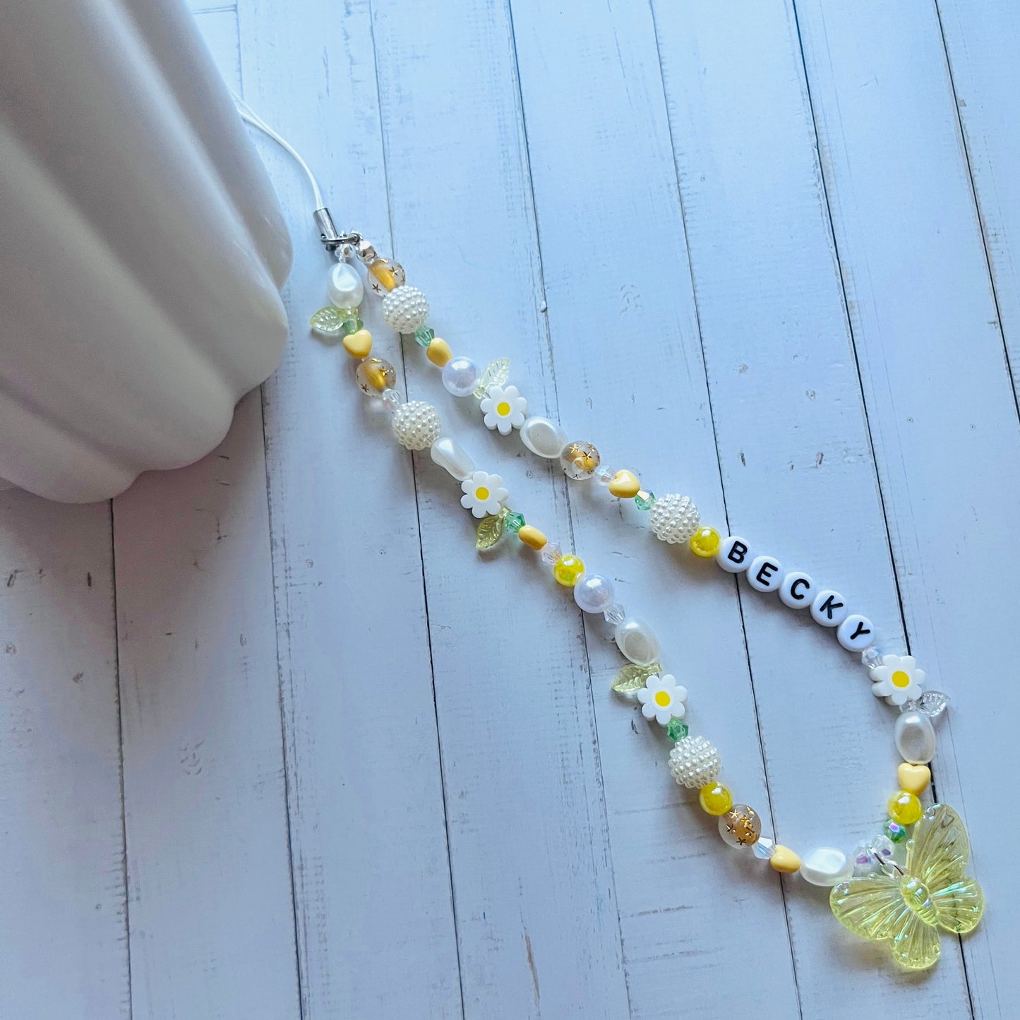 Yellow Floral & Butterfly Phone Charm