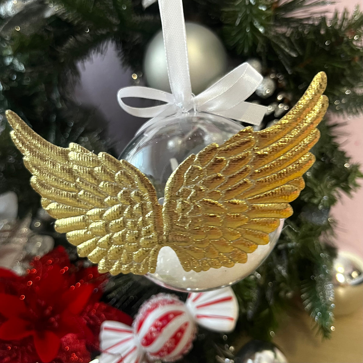 Personalised Fillable Memory Bauble With Wings