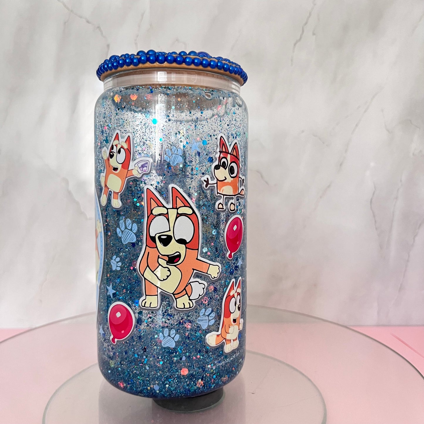 'Bluey' Snow Globe Glass Can Cup
