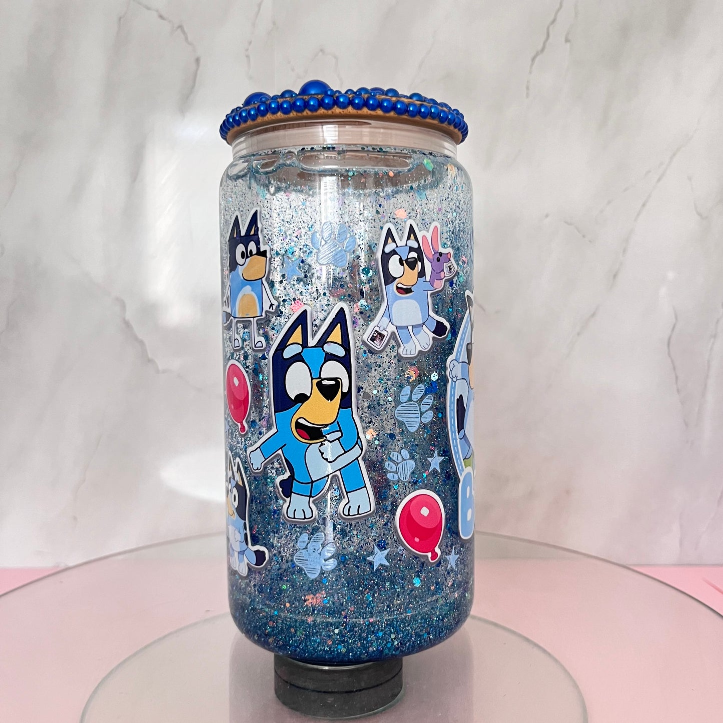 'Bluey' Snow Globe Glass Can Cup