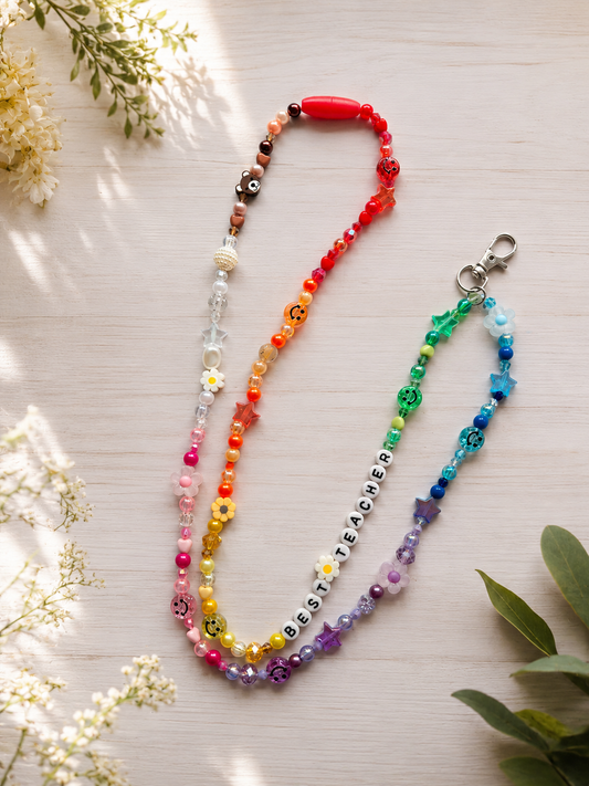 Multicolour Personalised Beaded Lanyard Chain