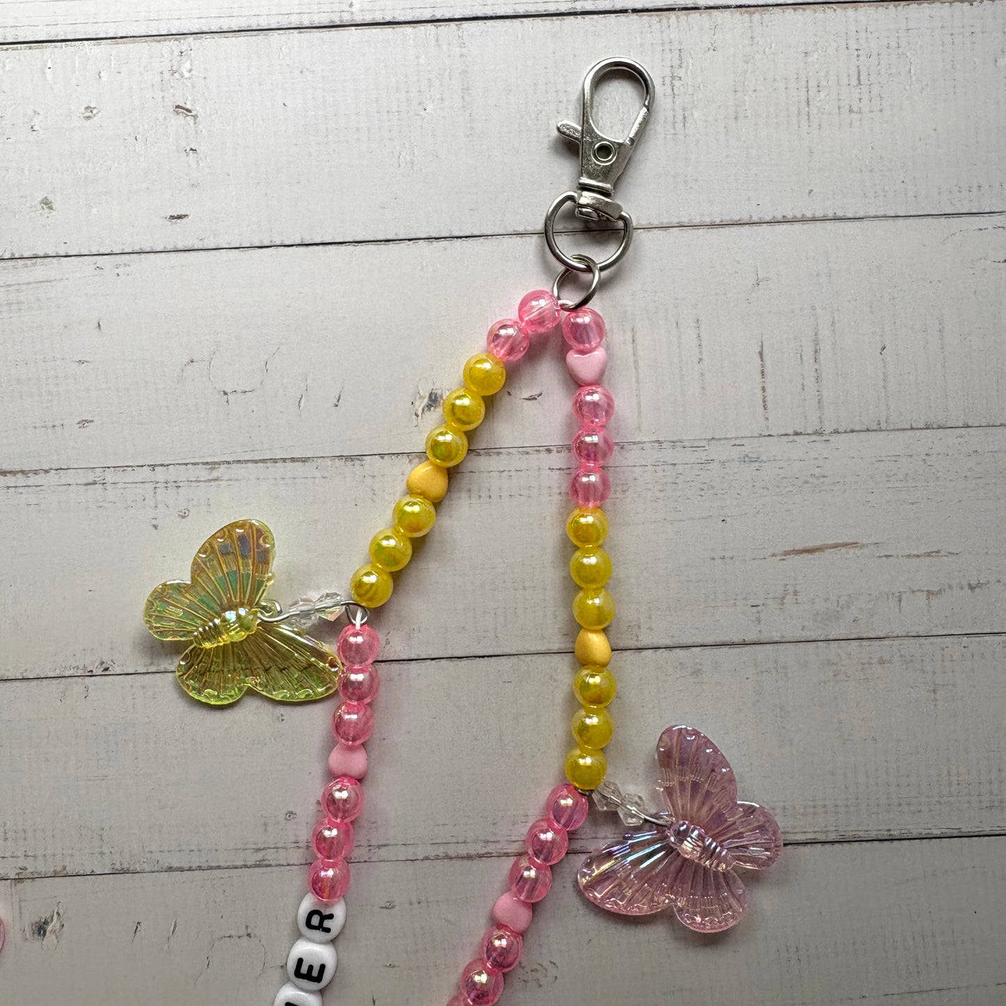 Butterfly Personalised Beaded Lanyard Chain