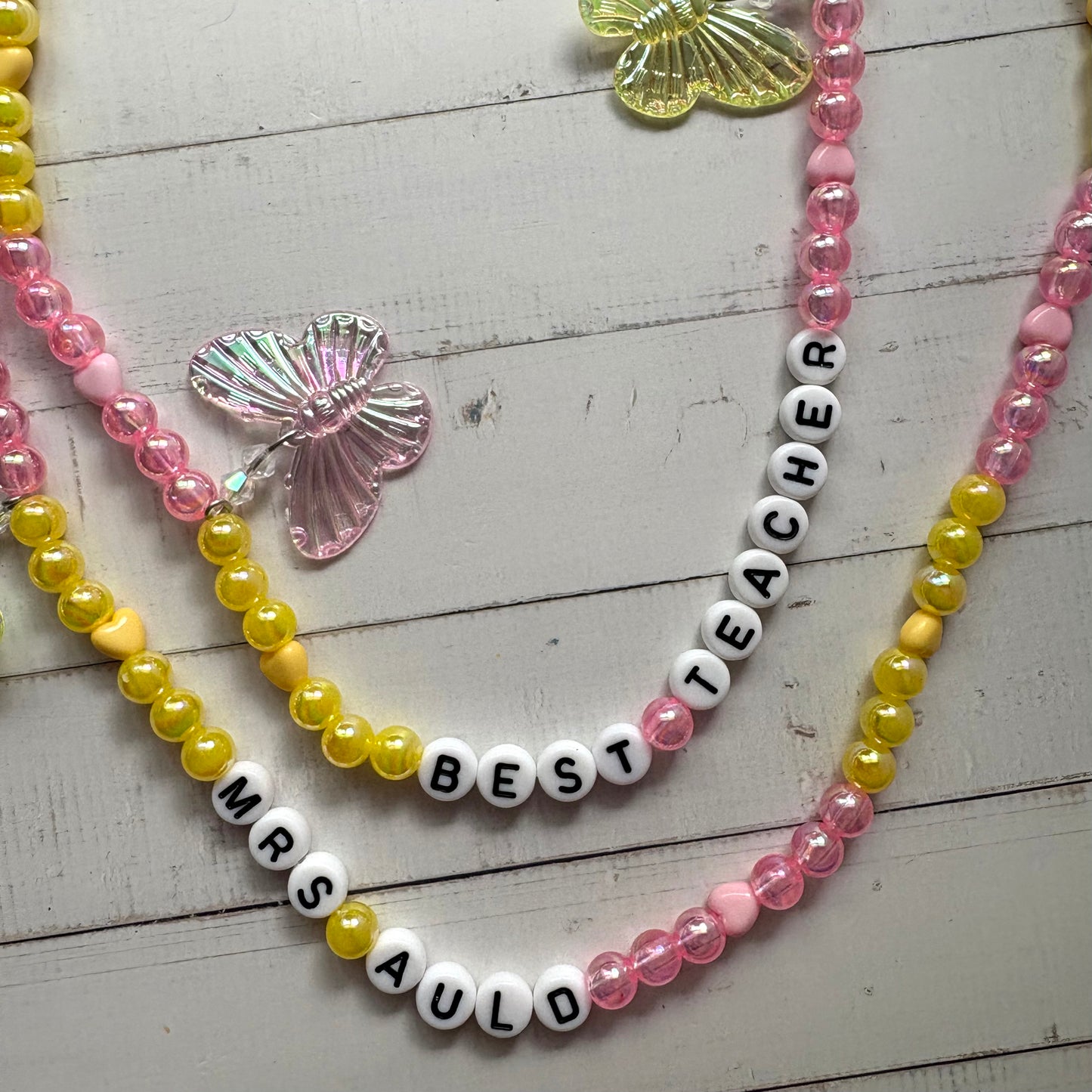 Butterfly Personalised Beaded Lanyard Chain