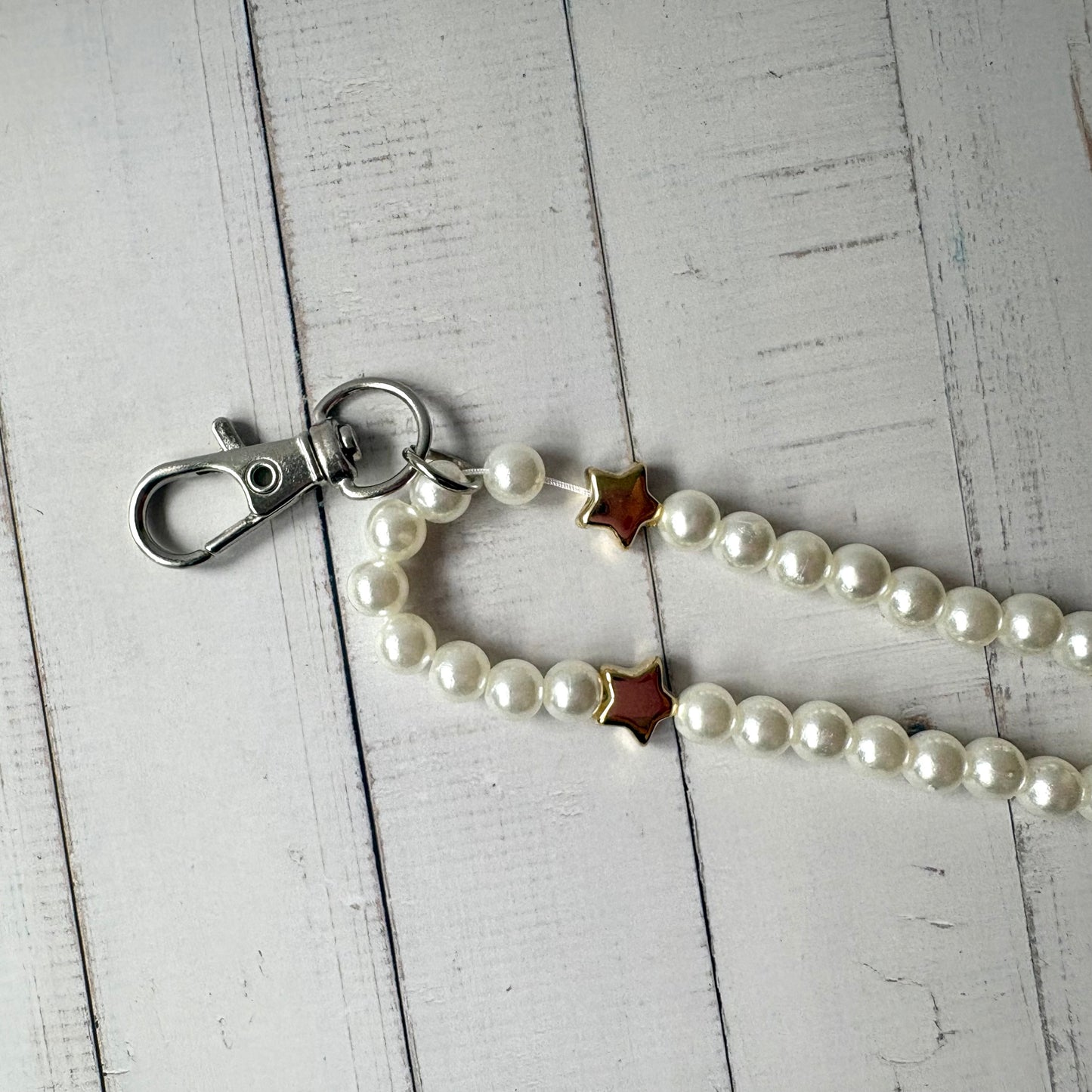 Pearl & Star Personalised Beaded Lanyard Chain