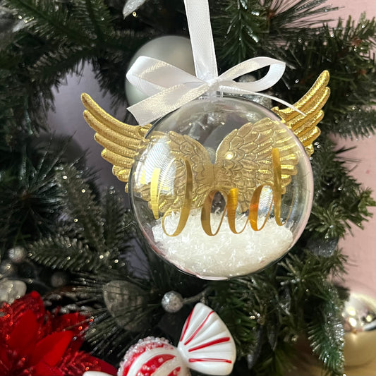 Personalised Fillable Memory Bauble With Wings