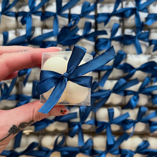 Luxury Candle Wedding Favours - Navy Ribbon