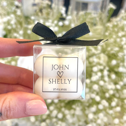 Luxury Candle Wedding Favours - Black Ribbon
