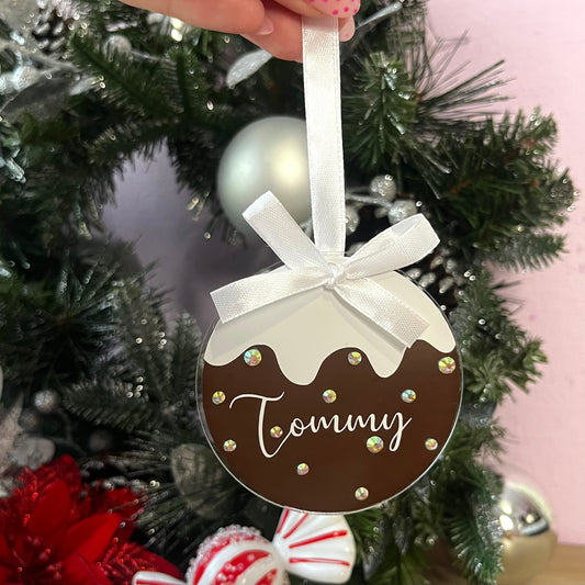 Christmas Pudding Personalised Bauble