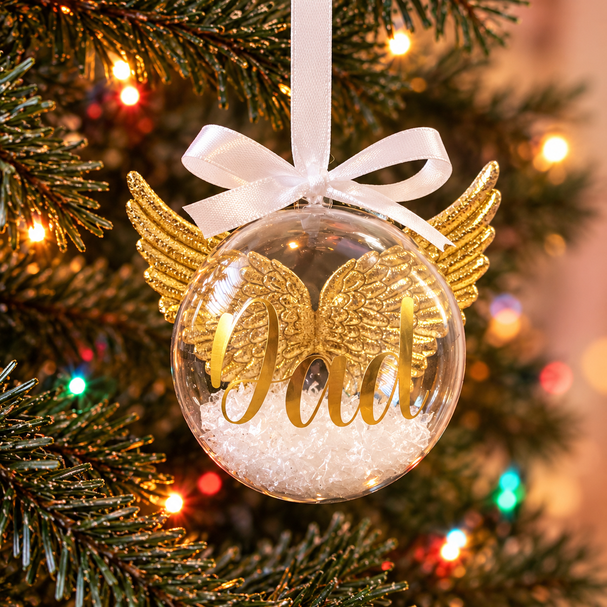 Personalised Fillable Memory Bauble With Wings