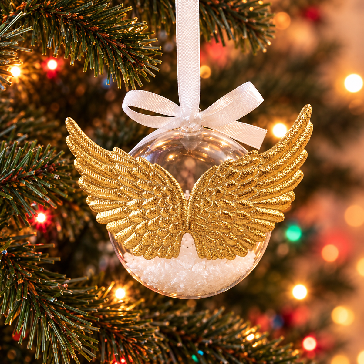 Personalised Fillable Memory Bauble With Wings
