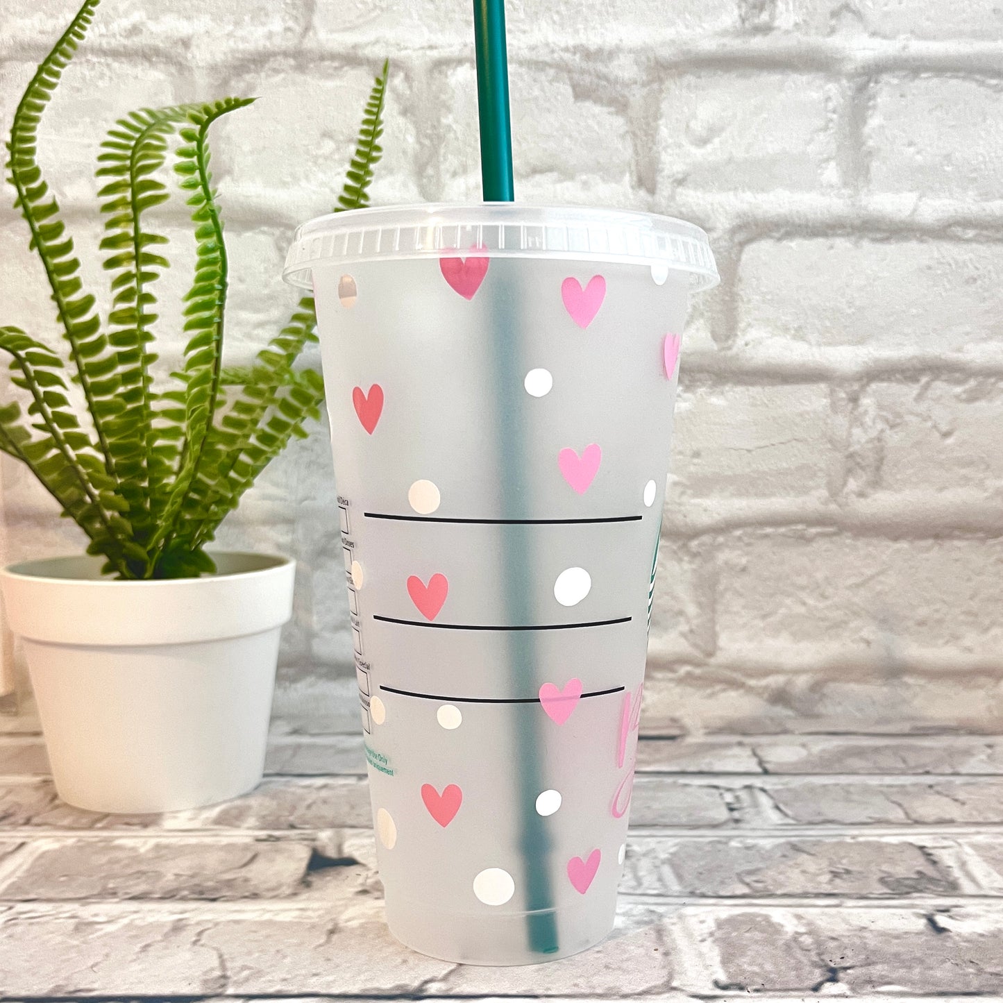 Heart & Polka Dot Starbucks Cold Cup